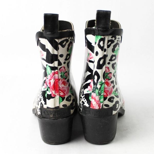 Corkys Rubber Rain Boots Ankle High Cuban Heel Pointed Toe Women's Size 7