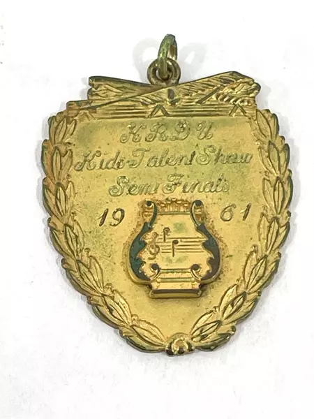 Vintage KRDU Kids Talent Show 1961 Medal Brass Patina Collectible 1.5"