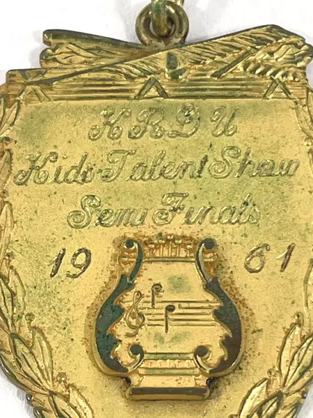 Vintage KRDU Kids Talent Show 1961 Medal Brass Patina Collectible 1.5"