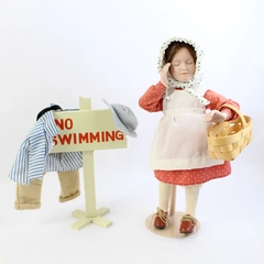 1986 Danbury Mint Norman Rockwell's Young Ladies No Swimming With Box And COA