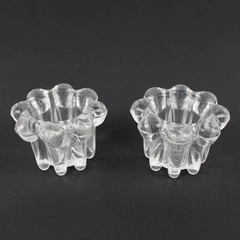 Set Of 2 Elegance Crystal Candle Holders Glass Clear Scalloped Flowers 2.25"