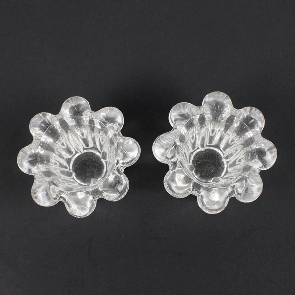 Set Of 2 Elegance Crystal Candle Holders Glass Clear Scalloped Flowers 2.25"