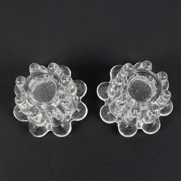 Set Of 2 Elegance Crystal Candle Holders Glass Clear Scalloped Flowers 2.25"