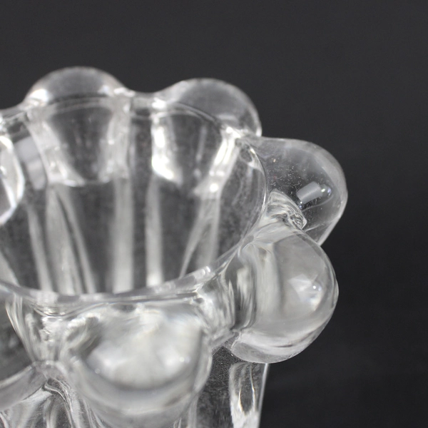 Set Of 2 Elegance Crystal Candle Holders Glass Clear Scalloped Flowers 2.25"