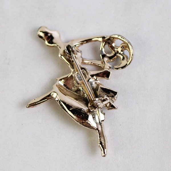 Vintage Enamel And Rhinestone Ballerina Brooch