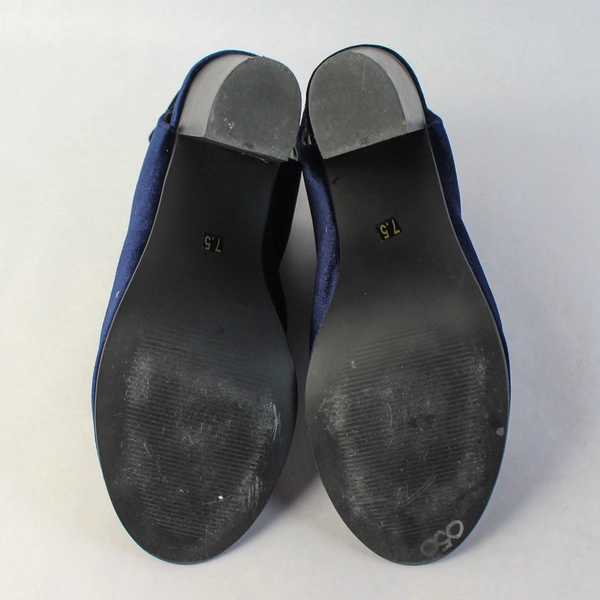 Steve Madden Navy Blue Velvet Block High Heel Almond Peep Toe Women Size 7.5