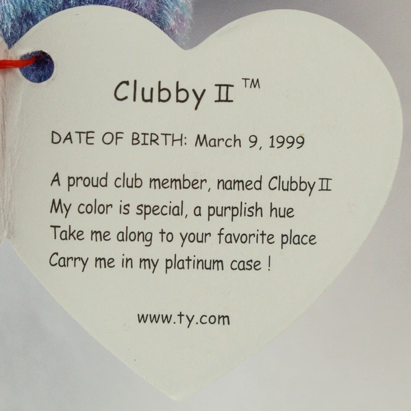 Ty Beanie Baby Clubby 2 Bear 1999 PE Pellets Silver Tag Cuddly Plush Toy