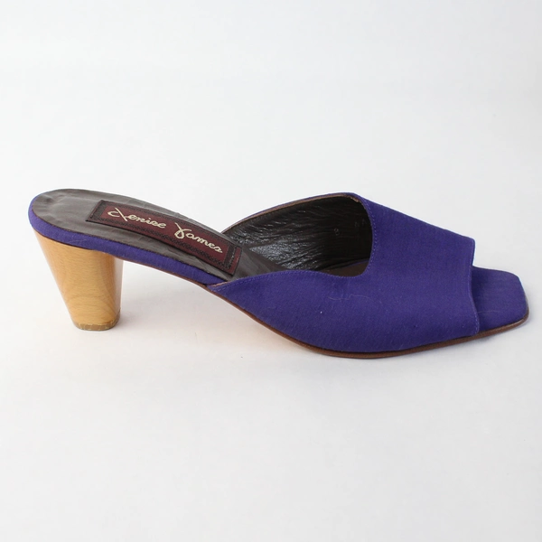 Denise James Purple Mule Cone High Heel Square Peep Toe Women Size 8