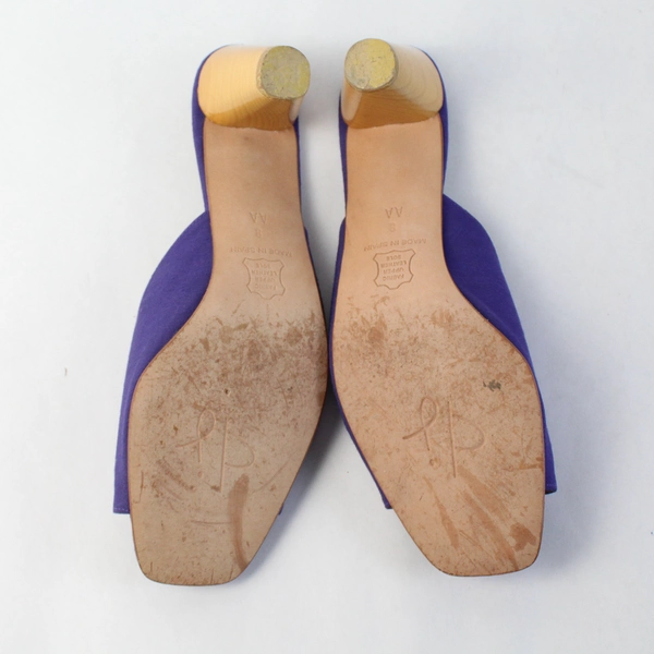 Denise James Purple Mule Cone High Heel Square Peep Toe Women Size 8