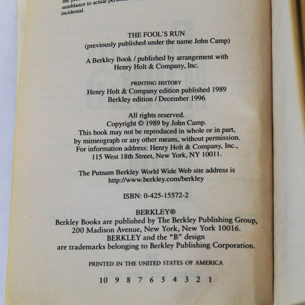 The Fools Run by John Sandford - 1989 NYT Bestseller Paperback Book