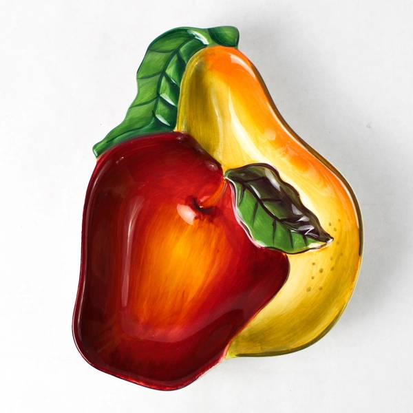 Clay Art Apples And Pears Dip Ceramic Bowl