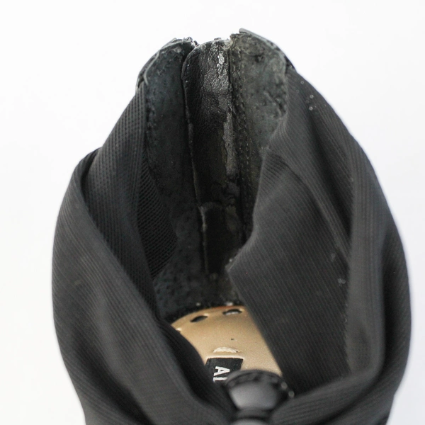 Alex Marie Black Leather/Fabric Strappy Dressy Sandal Almond Women Size 7.5M