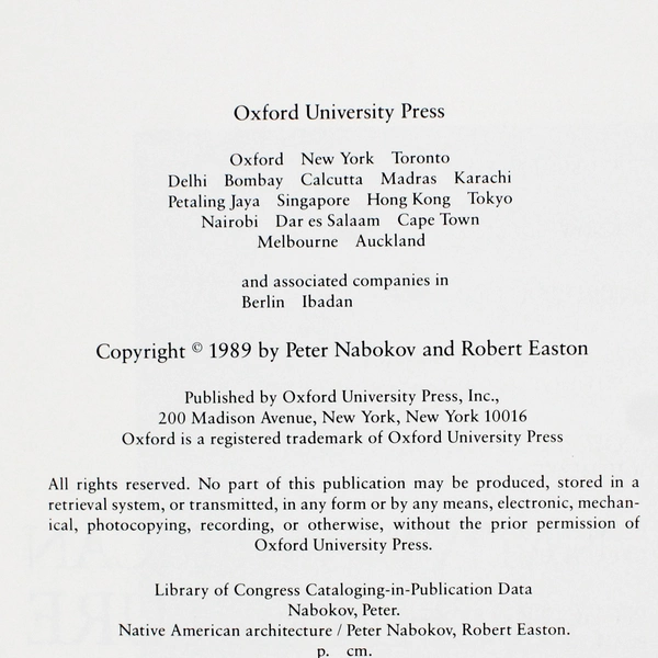 Native American Architecture by Peter Nabokov & Robert Easton 1989 Paperback