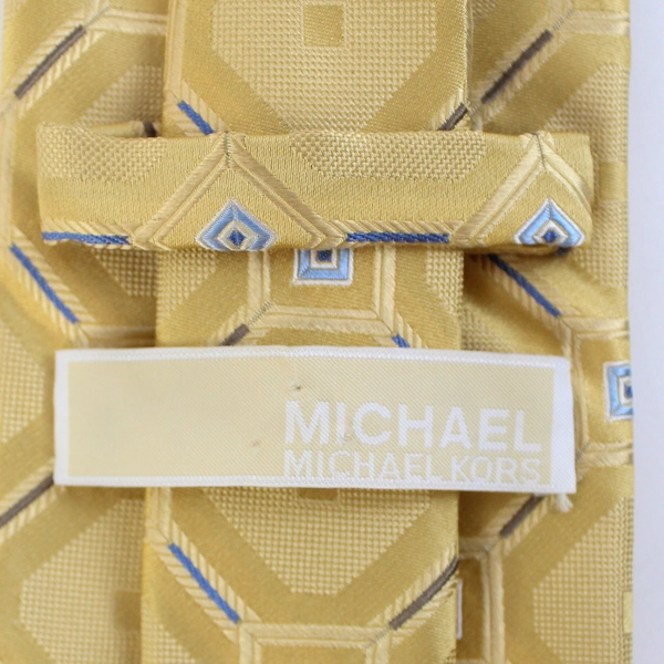 Michael Kors Gold & Blue Geometric Men's Neck Tie 60"