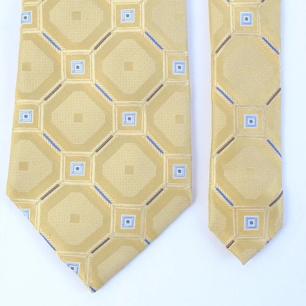 Michael Kors Gold & Blue Geometric Men's Neck Tie 60"