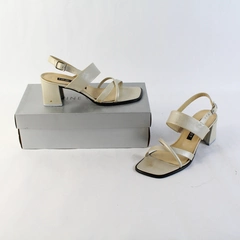 Nine West Cream Slingback Strappy Block High Heel Square Toe Women Size 7M