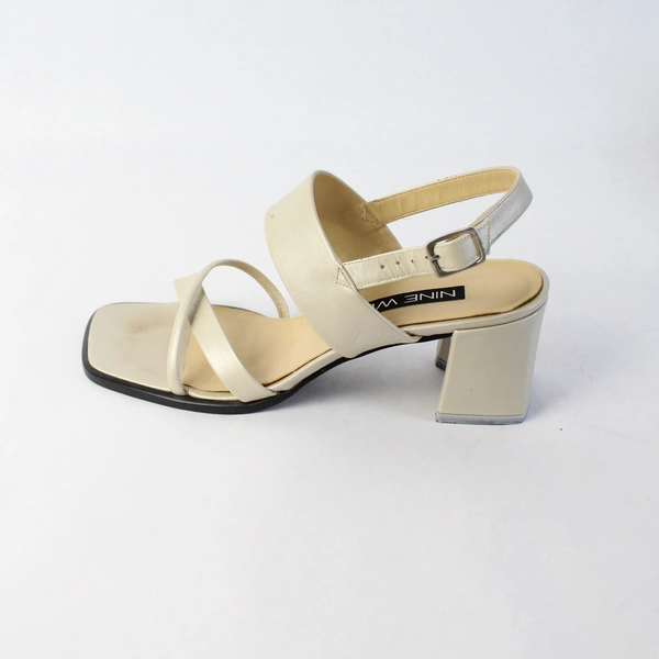 Nine West Cream Slingback Strappy Block High Heel Square Toe Women Size 7M