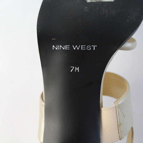 Nine West Cream Slingback Strappy Block High Heel Square Toe Women Size 7M