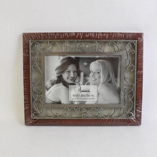Metal & Wooden Frame for 4"x6" Photo with Friends Monogram on 
