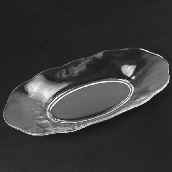 Clear Oval Glass Dish For Vegetables Chips 12 Inches Long