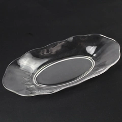 Clear Oval Glass Dish For Vegetables Chips 12 Inches Long