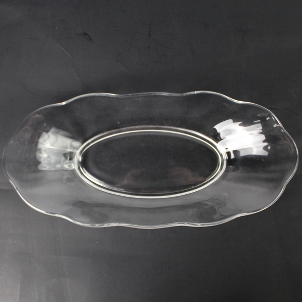 Clear Oval Glass Dish For Vegetables Chips 12 Inches Long