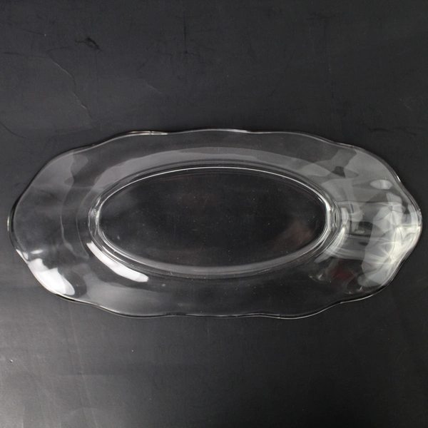 Clear Oval Glass Dish For Vegetables Chips 12 Inches Long