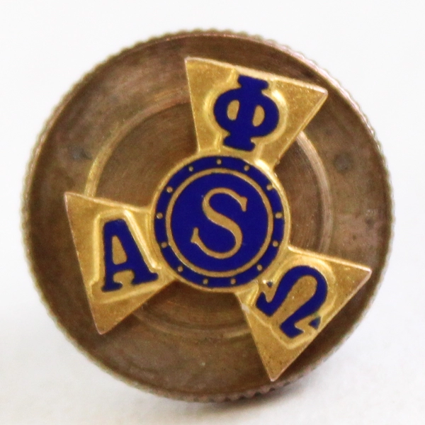Vintage Gold Tone Alpha Phi Omega Screw Back Lapel Pin