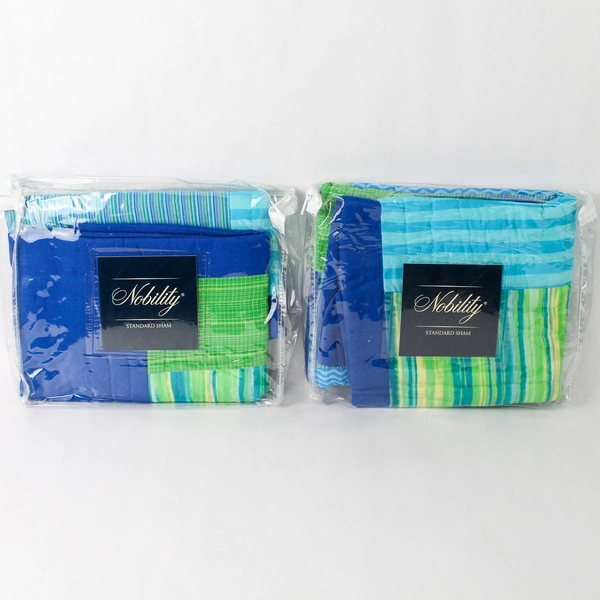 Set of 2 Nobility Standard Sham Muy Caliente Green Blue 20" x 26" 100% Cotton