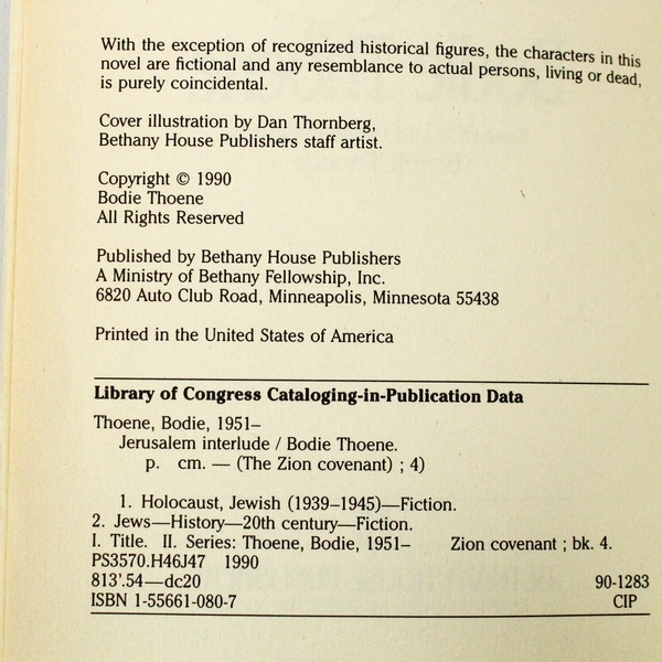 Jerusalem Interlude by Bodie Thoene 1990 PB - Pre-Owned Condition