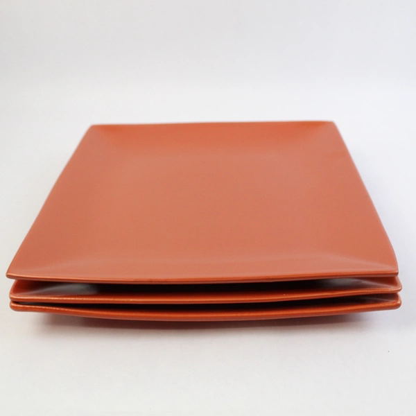 Set of 3 World Market Square Burnt Orange Platters 11 Inch