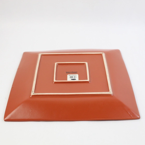 Set of 3 World Market Square Burnt Orange Platters 11 Inch
