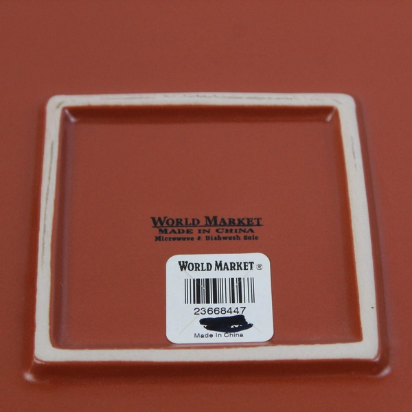Set of 3 World Market Square Burnt Orange Platters 11 Inch