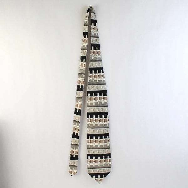 Bergamo New York 100% Silk Tie Black & Gray Geometric Pattern 60"