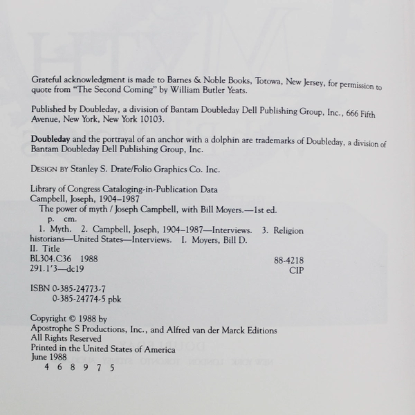 The Power of Myth by Joseph Campbell & Bill Moyers (1988, Paperback)