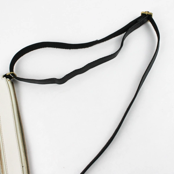 Fossil Black and White Faux Leather Crossbody Purse Gold Tone Hardware