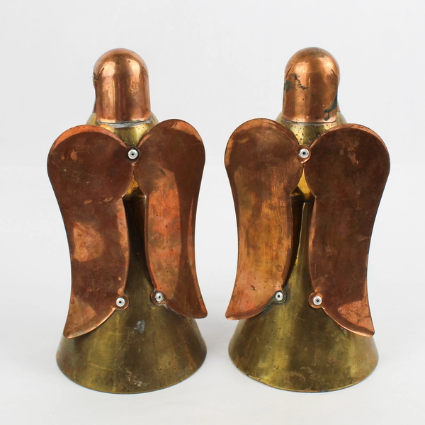 Lot of 2 Vintage Candle Holder Brass Copper Angel No Candle Cup Figurine