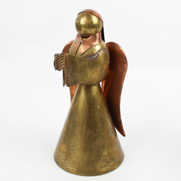 Lot of 2 Vintage Candle Holder Brass Copper Angel No Candle Cup Figurine