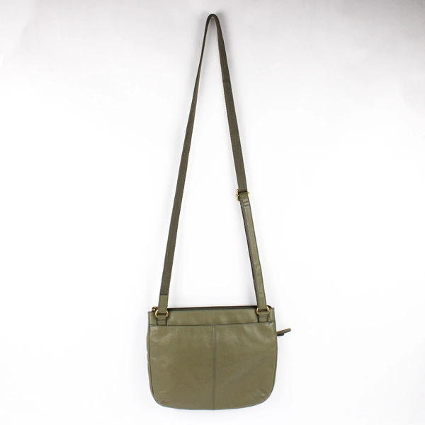 Fossil Army Green Faux Leather Crossbody Purse Gold-Tone Hardware
