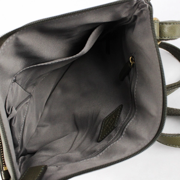 Fossil Army Green Faux Leather Crossbody Purse Gold-Tone Hardware