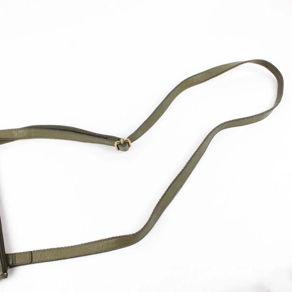 Fossil Army Green Faux Leather Crossbody Purse Gold-Tone Hardware