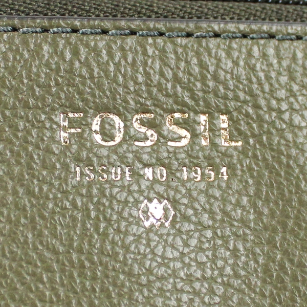 Fossil Army Green Faux Leather Crossbody Purse Gold-Tone Hardware