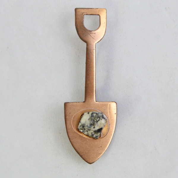 Vintage Copper Miners Shovel With Pyrite Sample Brooch