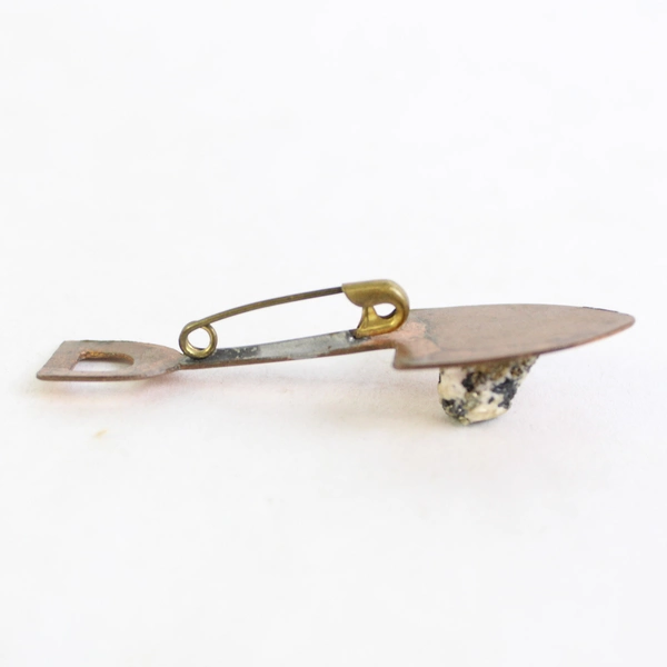 Vintage Copper Miners Shovel With Pyrite Sample Brooch