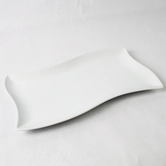 Simple Dining White Abstract Shape Ceramic Serving Tray Platter 12.75" x 7"