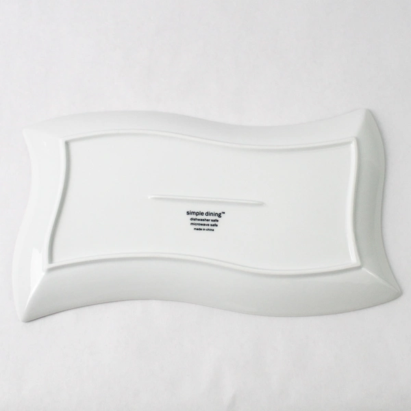 Simple Dining White Abstract Shape Ceramic Serving Tray Platter 12.75" x 7"