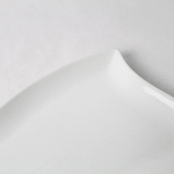 Simple Dining White Abstract Shape Ceramic Serving Tray Platter 12.75" x 7"