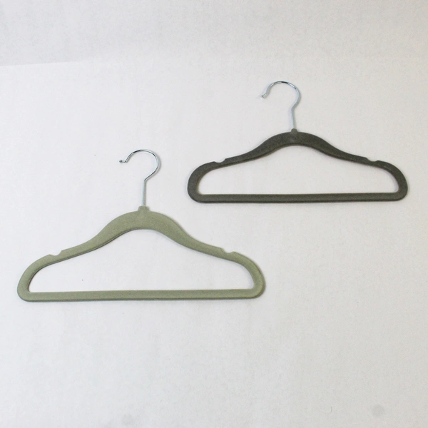 Lot of 10 Gray Felt Children's Hangers with Metal Hooks, Notched