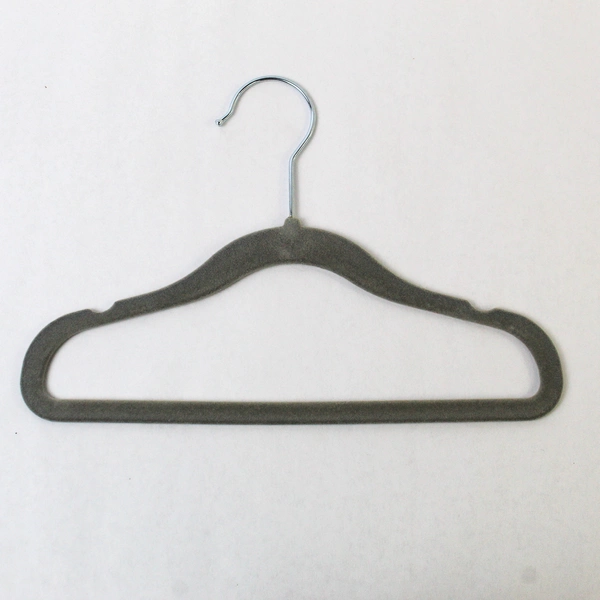 Lot of 10 Gray Felt Children's Hangers with Metal Hooks, Notched