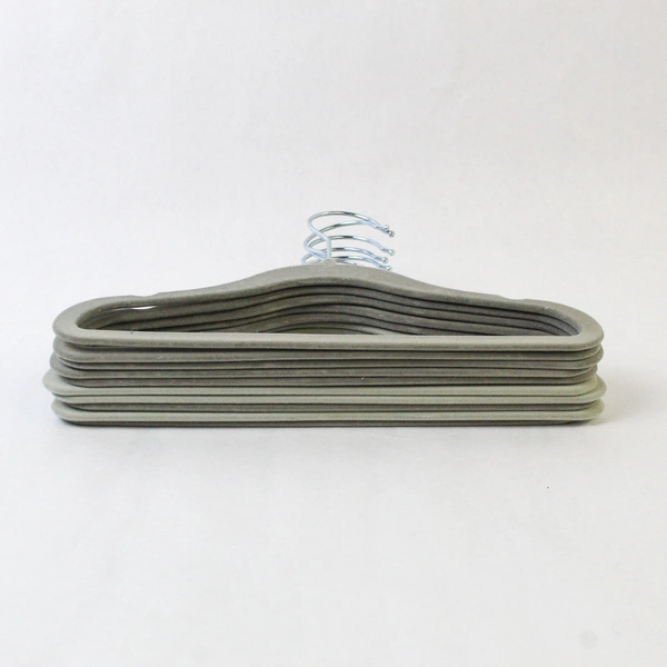 Lot of 10 Gray Felt Children's Hangers with Metal Hooks, Notched